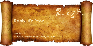 Raab Áron névjegykártya